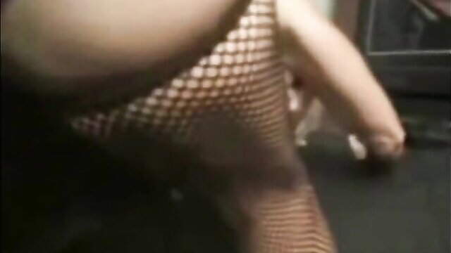 Kathy Jones dirty granny in fishnets, closeup thigh and arm