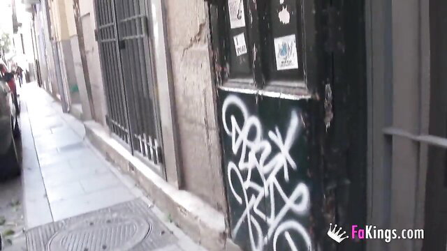 Street graffiti door with urban alley vibe, big cocked ebony slut ready