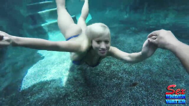 Busty blonde model drilled in tight ass underwater, IGA training