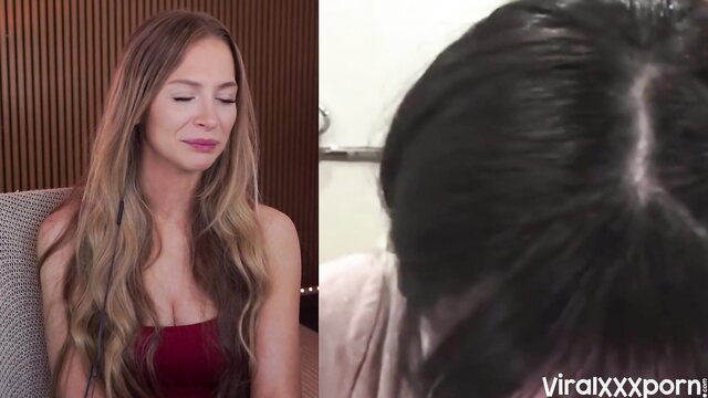 Blonde babe in red top with mystery man in steamy outdoor interview fuck