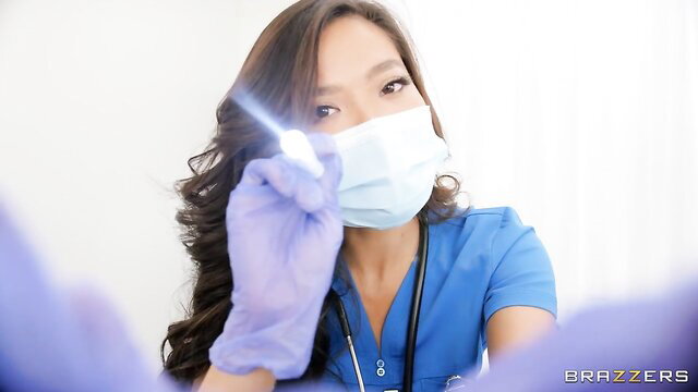 Vina Sky sexy nurse in gloves and mask POV exam