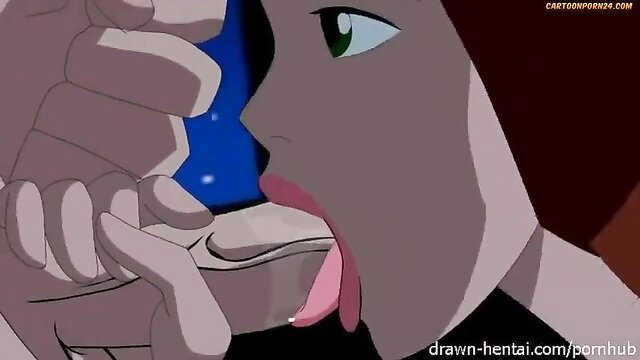 Ben 10 hentai: Gwen licks Kevin's cock closeup in garage