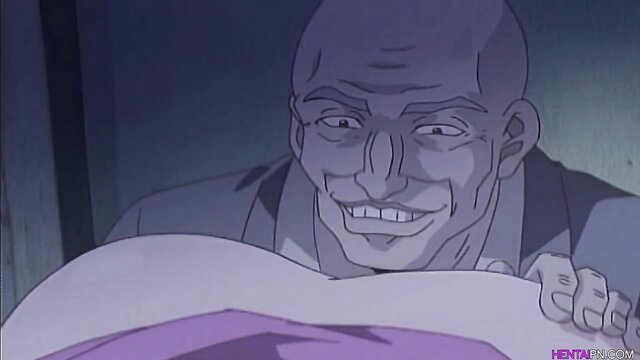 Bald mature man grinning while groping huge tits of kinky mom