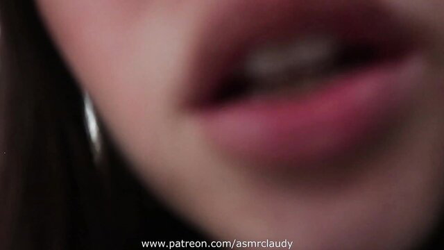 ASMR Claudy closeup lips mouth tease in Good Cop Bad Cop roleplay