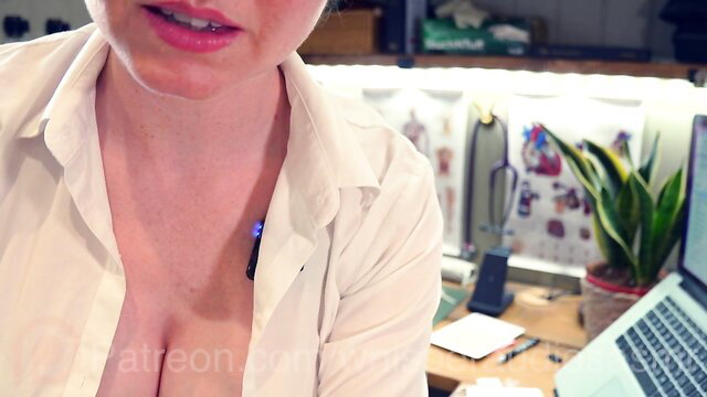 ASMR Doctor Series: Busty blonde in unbuttoned white shirt sensual exam