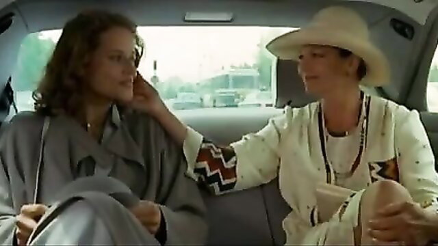 Vintage French lesbians in car, stockings, softcore teasing