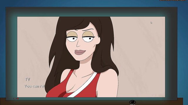 MILF from Rick & Morty in tight red dress, seductive gaze