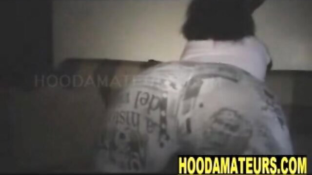 Ebony BBW amateur bent over, huge tattooed ass in steamy fuck vid