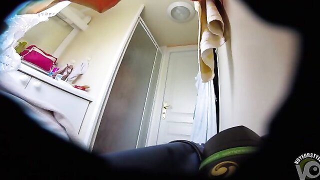 Curvy mature wife POV shower tease, wet lingerie reveal