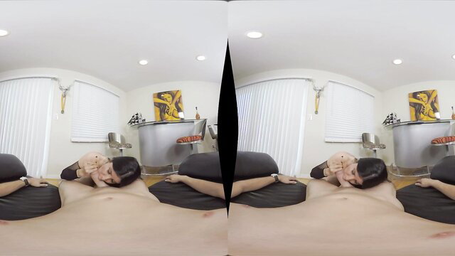 Romi Rain topless VR POV tease on bed, big tits exposed