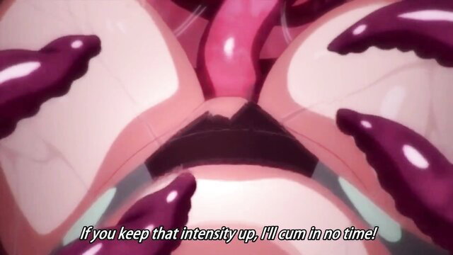 Anime hentai girl tentacle fucked in pussy, intense orgasm close-up
