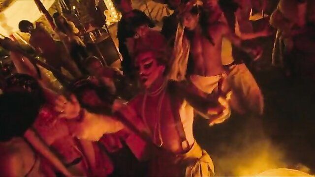 Veronica Orozco in tribal kinky dance orgy with fire