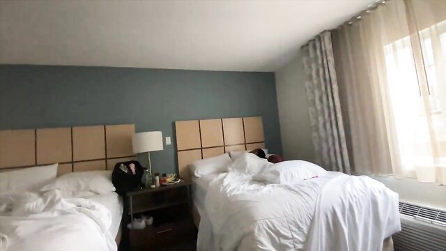 Threesome with ebony models in POV