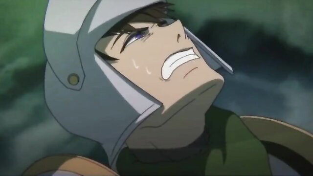 Anime boy in helmet crying intensely, gay hentai thumbnail