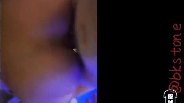 Blurry Chinese twink sucking huge cock in gay amateur closeup