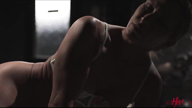 Kinky lesbians in steamy prison action, arched nude body tease