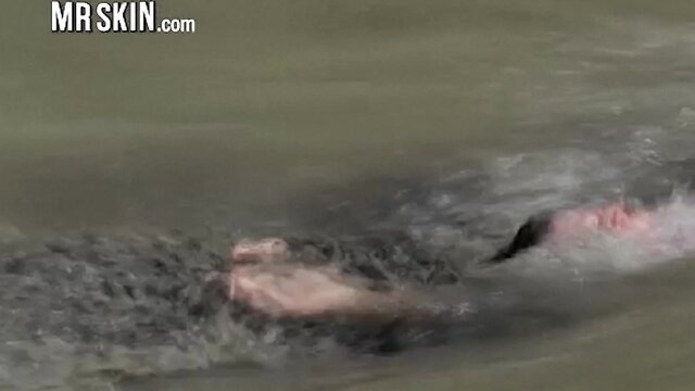 Roxanne & Holly deep-diving pool, nude wet bodies splashing