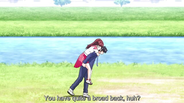 Anime track girl piggyback on guy by river, sexy hentai remake