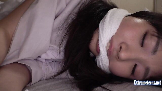 Hikaru Minazuki gagged and bound in pink sweater, asleep tease