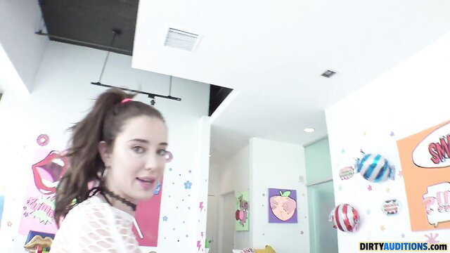 Haley Reed ponytail choker smile in DirtyAuditions casting