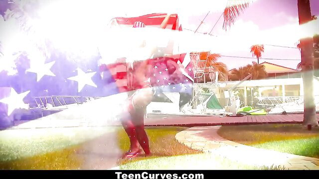 Kelsi Monroe 4th of July patriotic ass worship in thong