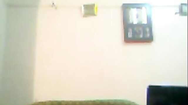 Indian couple in bedroom, girlfriend bending over bed for anal