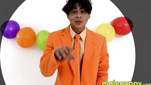 Charming Latino Julian Jaden embarrassed in orange suit before coach