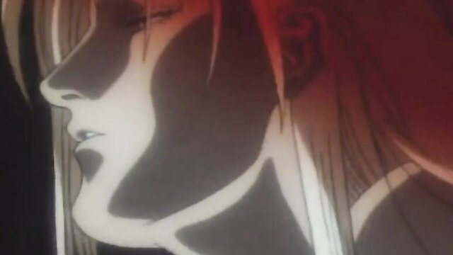 Anime hentai girl with long blonde hair in dramatic close-up profile