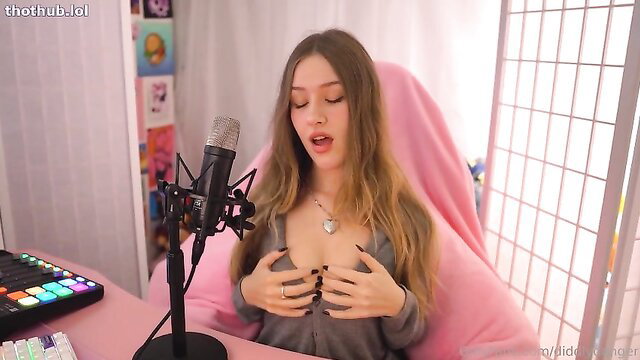 Hot brunette streamer in cleavage-baring top gives JOI humiliation tease