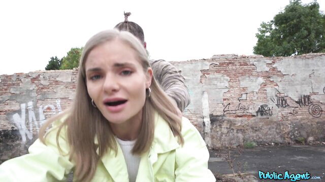 Skinny blonde Martin Gun devours dick in outdoor POV blowjob