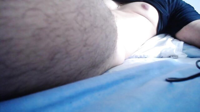 Chunky hairy gay man Mikerossp masturbates bareback teacher style