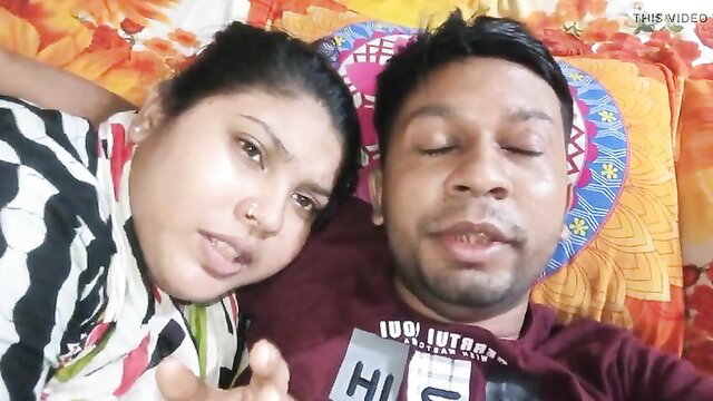 Bangladeshi wife cuddles husband on bed in hot desi preview