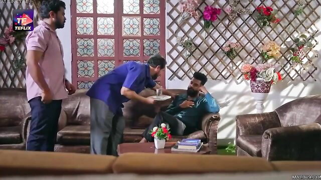 Indian men feeding sister-in-law in teasing bedroom scene