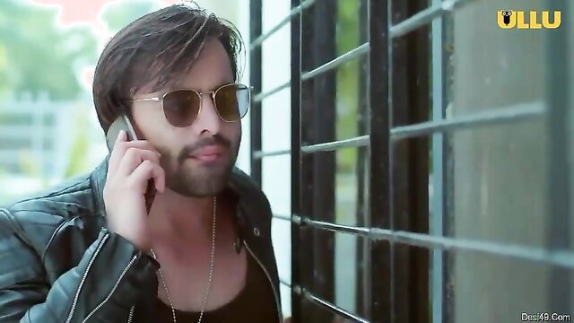 Handsome Indian man on phone call, leather jacket, Ullu web series thumbnail