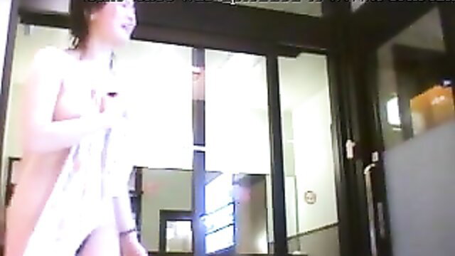 Nude Japanese teen in changing room voyeur cam, hairy bush exposed