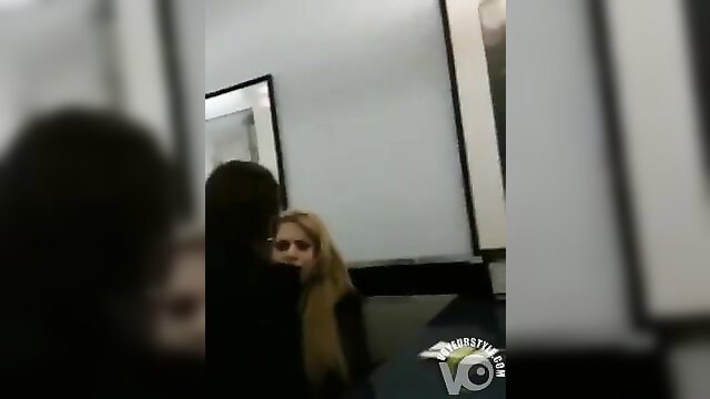 Blonde's hypnotic ass uncovered in intense fight closeup