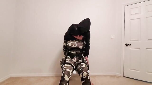 Crystal Lust as captured army pawg mom in camo straps, bent over