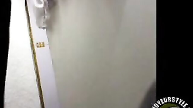 Flirty saleswoman teases public masturbator with huge tits