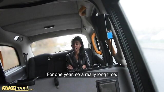 Asia Rae in leather jacket in cab, Ebony babe one year longing