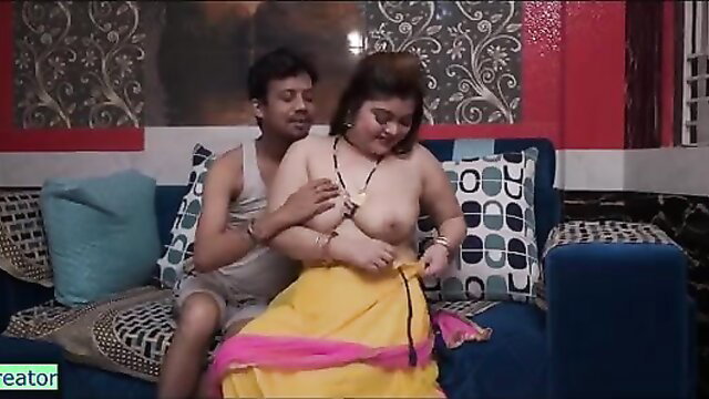 Indian step-sister topless in yellow saree, taboo fuck with step-bro