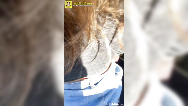 Mia Melano blonde hair closeup in car, outdoor public fuck tease