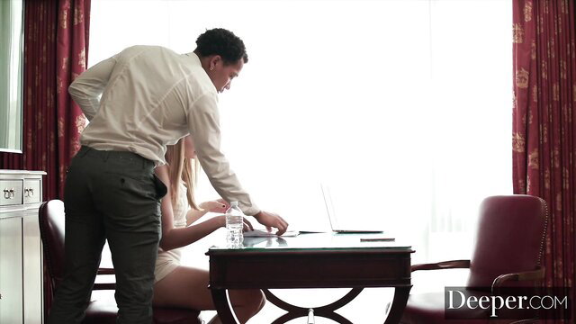 Alexa Grace bent over desk fucked by man on business trip