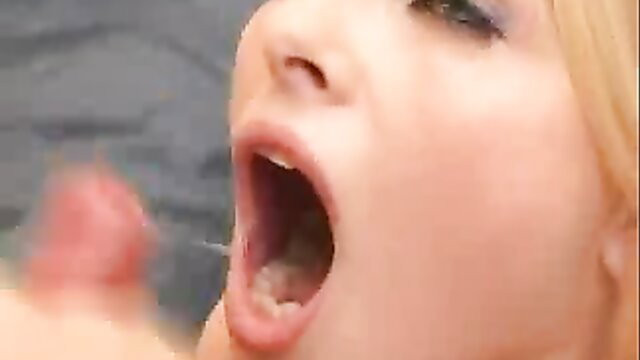 Blonde babe Wiska gets cum in mouth and swallows