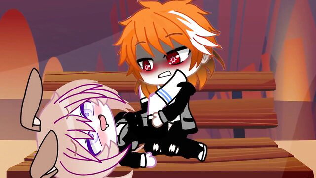 Gacha Club hentai guy fucking pink-haired girl on public bench