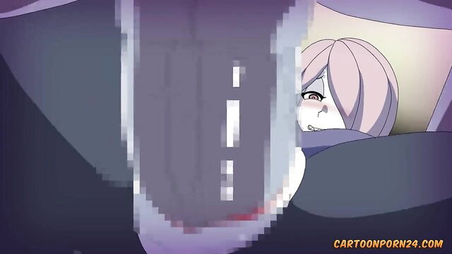 Little Bitch Insanity Sucy peeking from giant pussy in censored hentai scene