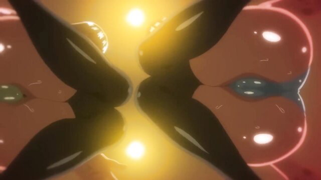 Hentai threesome with curvy schoolgirls showing wet pussies and asses