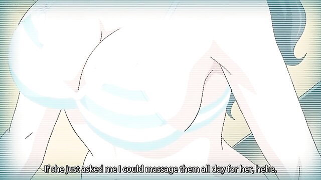 Anime girl with huge cleavage in lingerie begs for tit massage all day