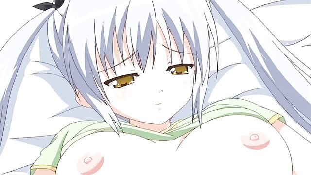 Petite anime teen with huge tits in green top lying on bed, Papa Love 2 hentai