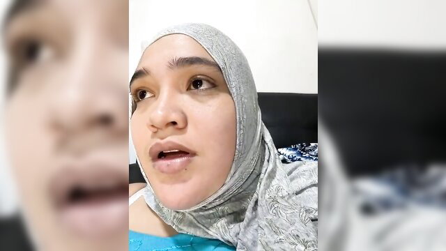 BBW Muslim hijab woman closeup face moaning in ecstasy