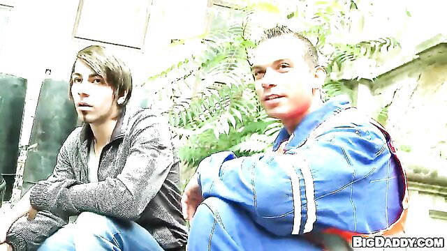 Two horny young gays Dee X in outdoor blowjob preview